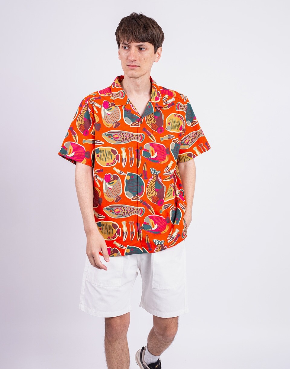 Patagonia M's Tidal Threads Camp Shirt Wrasse: Pollinator Orange S