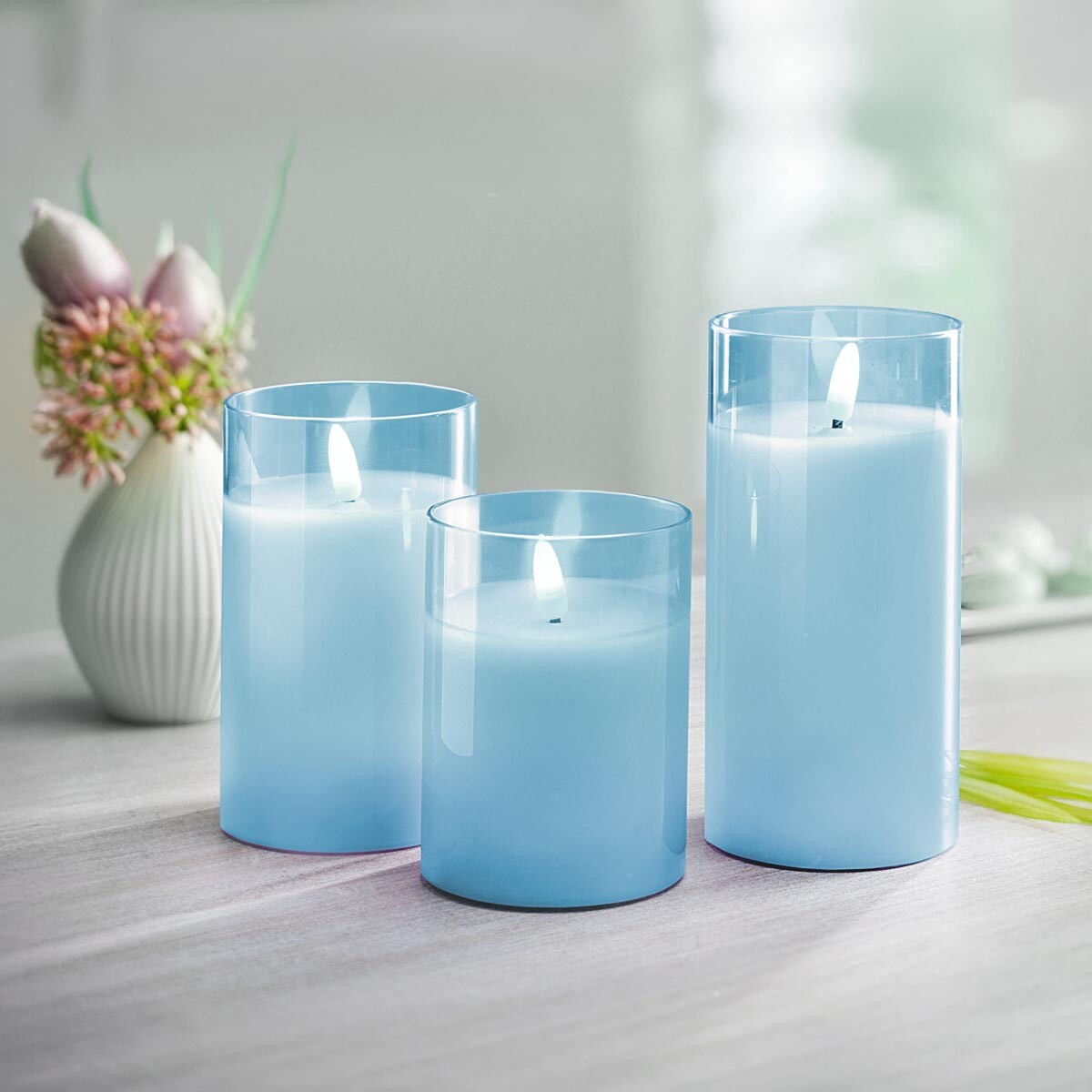Weltbild LED svíčky ve skle, modré, sada 3 ks