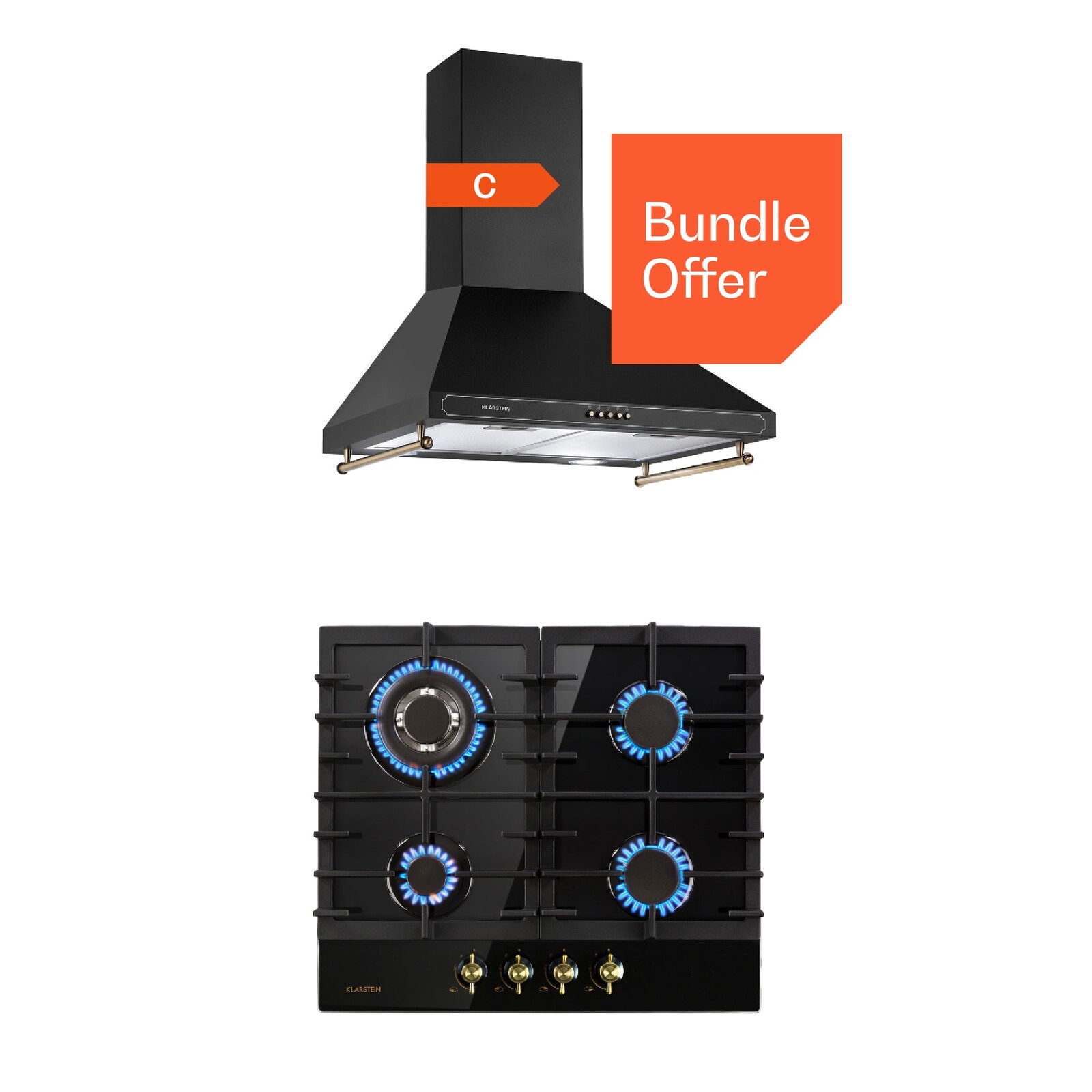 Klarstein Victoria 60 Duo Set plyn, Plynné varné desky, Digestoř