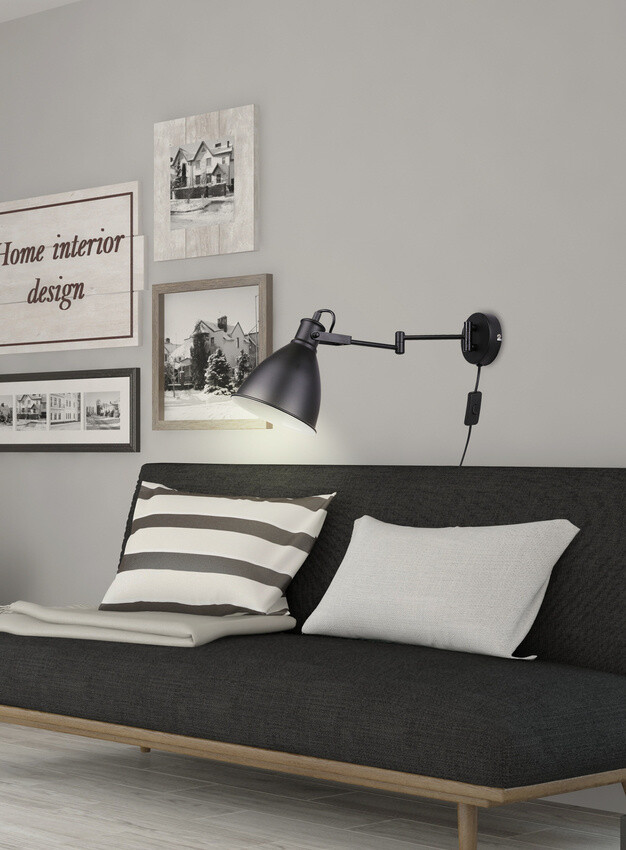 Nástěnná lampa černá nastavitelná 1xE27 Espera