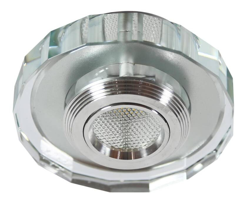 Stropní svítidlo SS-37 Al/Tr 3W LED Cob 230V Stropní svítidlo Plné polygonální průhledné sklo