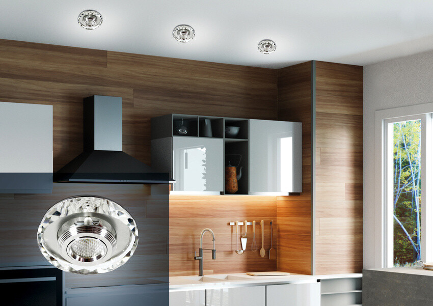 3W LED stropní svítidlo, kulaté, broušené sklo, SS-35