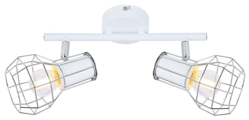 Stropní lampa na stěnu s bílým drátěným stínidlem Sancho