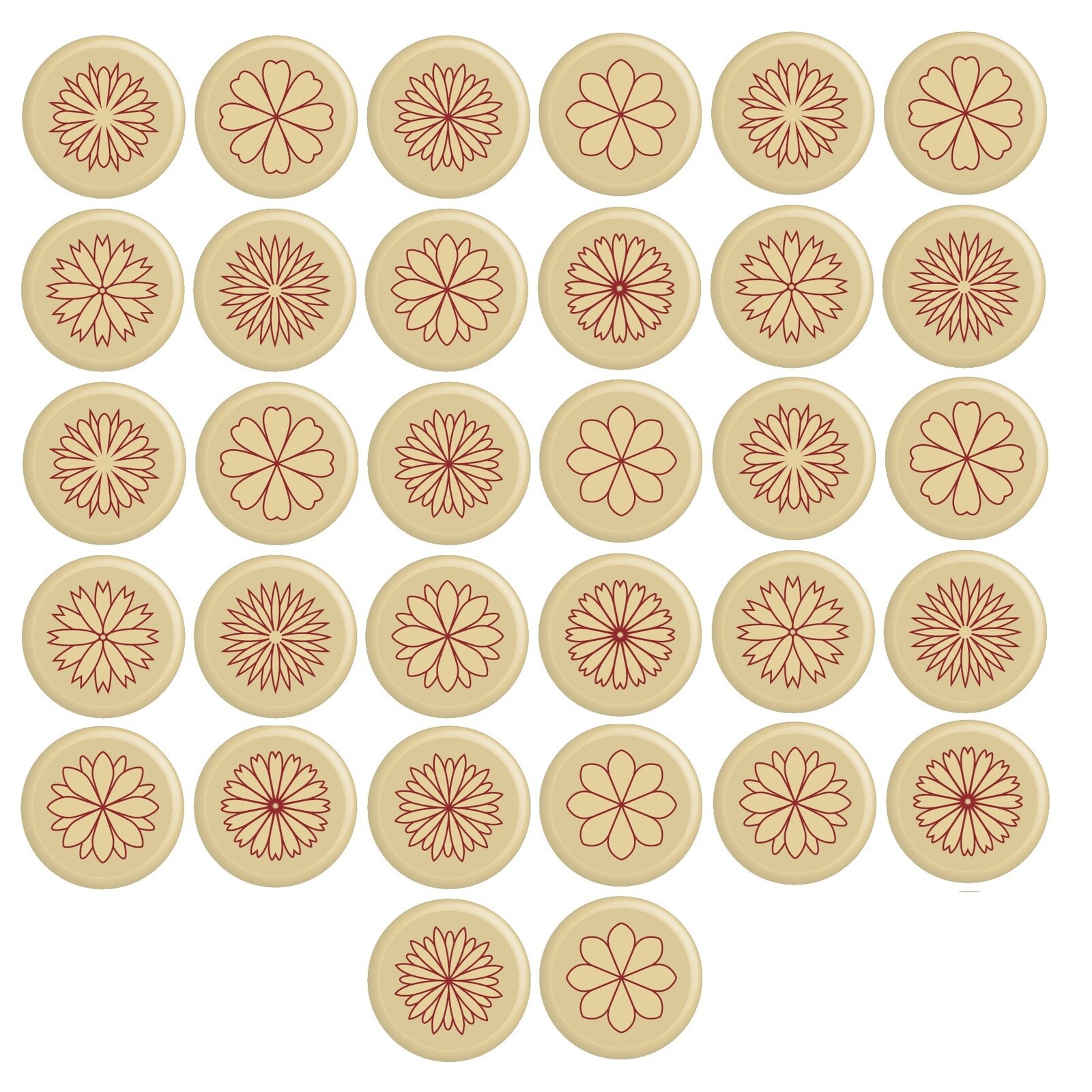 PCB CREATION Čokoládová dekorace Červené květy 32ks