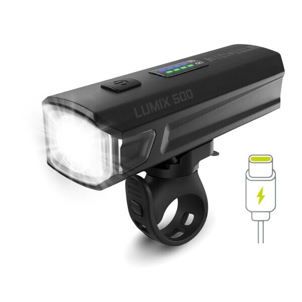 One LUMIX 500 Přední světlo na kolo, černá, velikost
