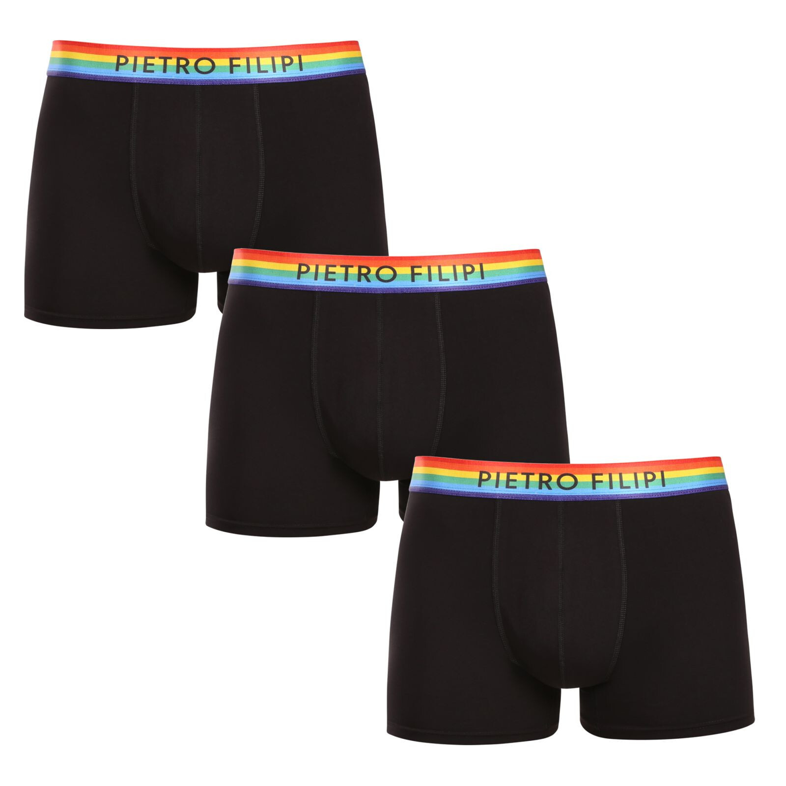 3PACK pánské boxerky Pietro Filipi černé rainbow (3PBG1) S, trenky / trenýrky