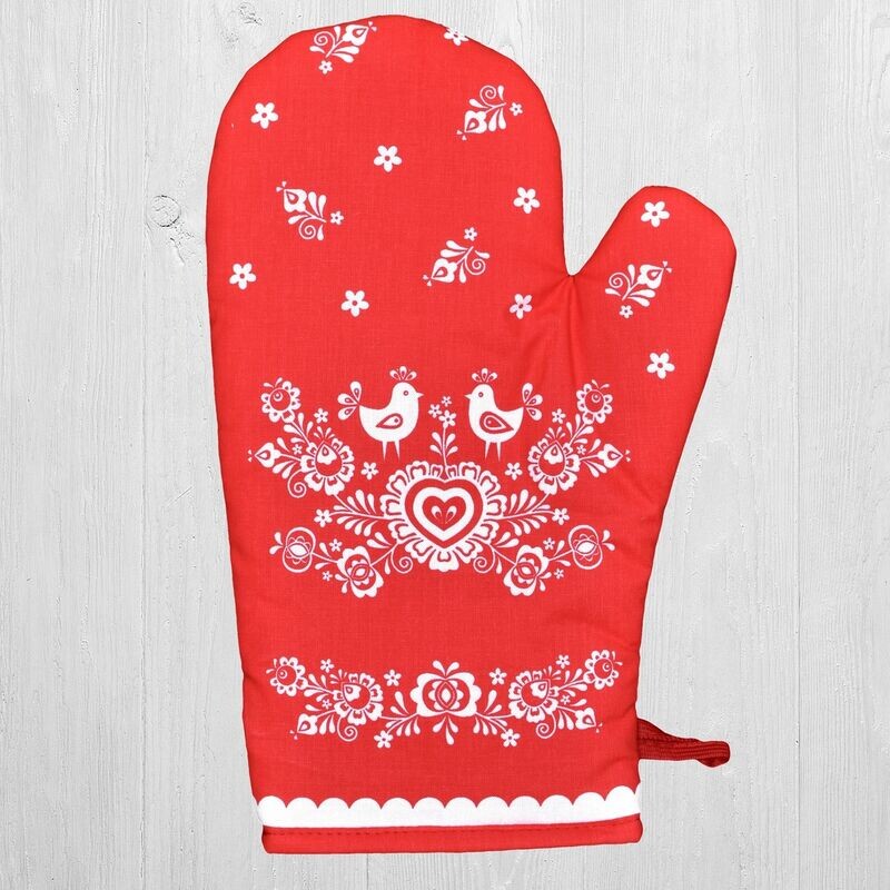 Chňapka kuchyňská, Folk podklad červený