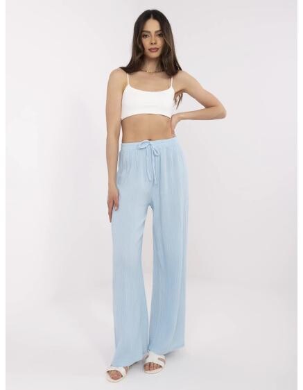 Světle modré mušelínové kalhoty s vázáním OCH BELLA