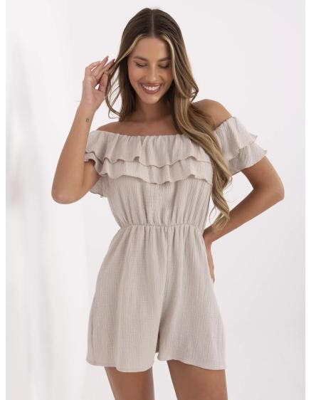 Béžový mušelínový overal s výstřihem do V