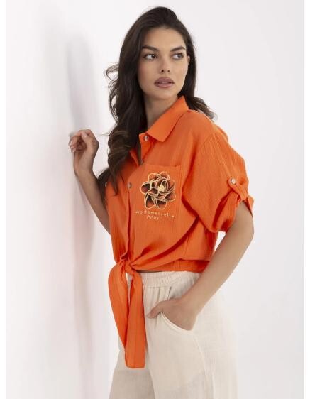 Oranžová mušelínová košile s vázáním