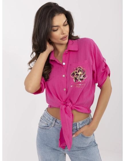 Fuchsiová krátká košile z mušelínu