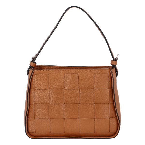 Dámská kožená kabelka přes rameno koňaková - Delami Vera Pelle Demeris koňak