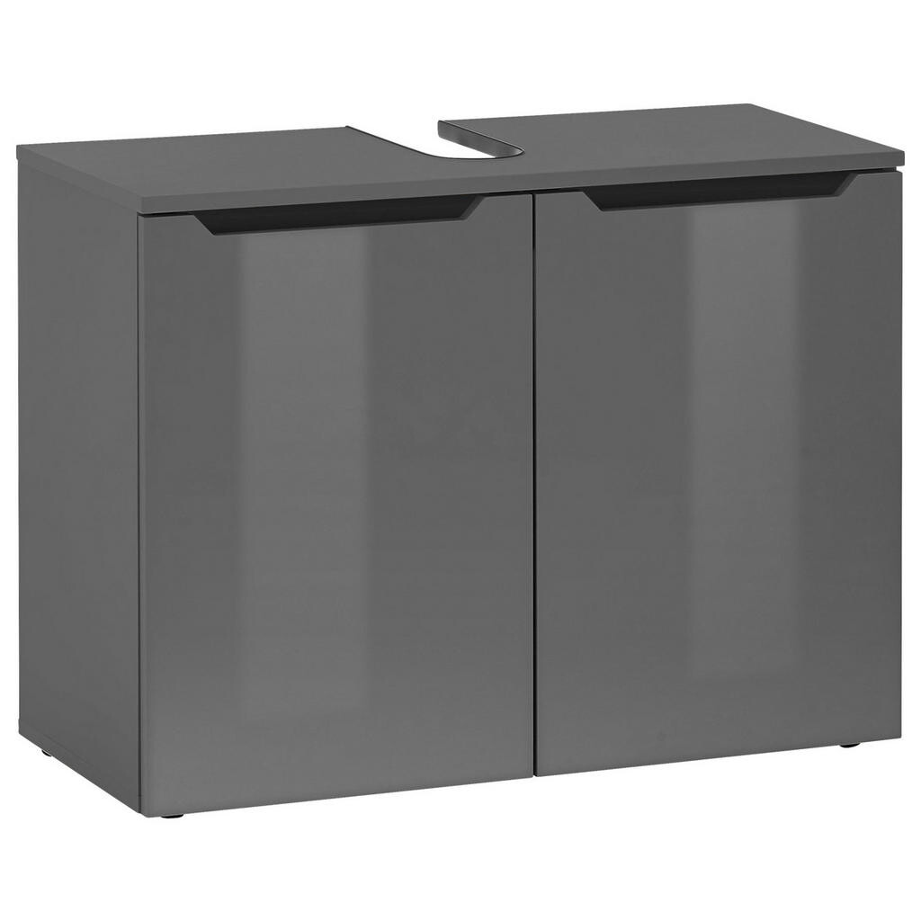 home24 SKŘÍŇKA POD UMYVADLO, černá, vysoce lesklá antracitová, antracitová, 80/60/35 cm