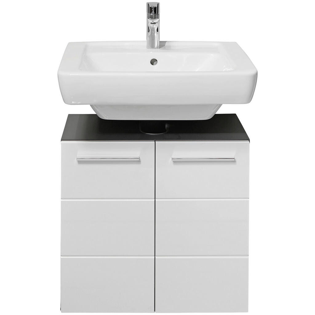 Xora SKŘÍŇKA POD UMYVADLO, vysoce lesklá bílá, antracitová, 60/62/31 cm