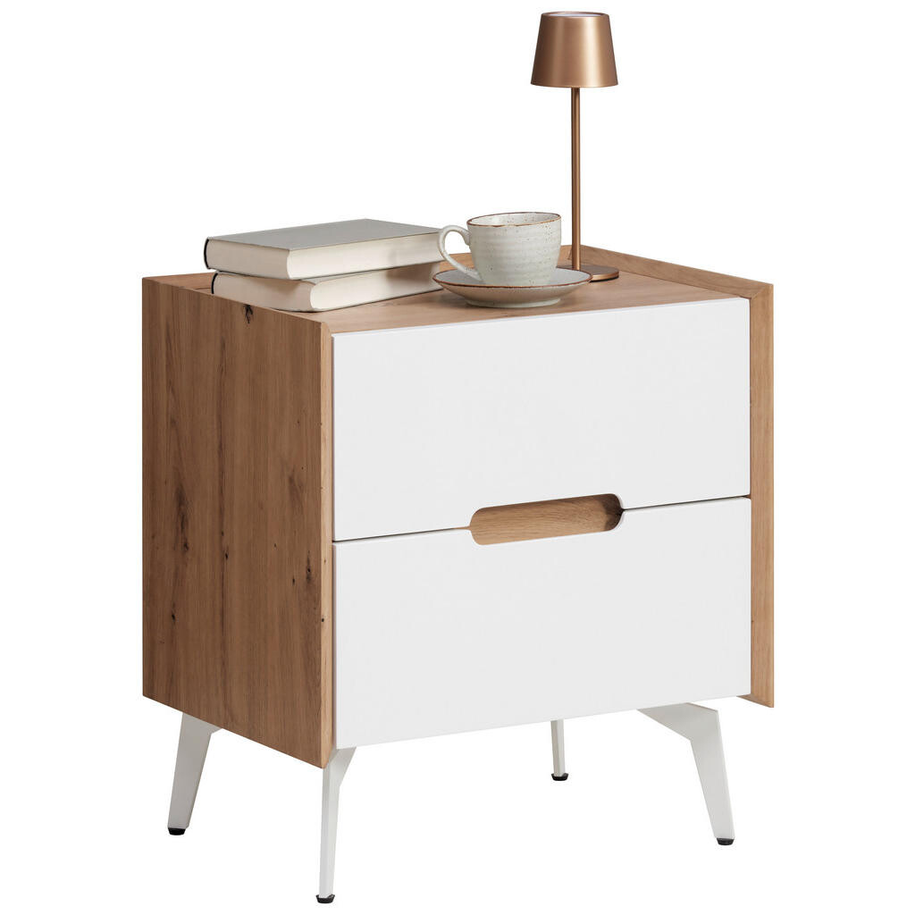 Carryhome NOČNÍ STOLEK, bílá, dub artisan, 52/58/40 cm