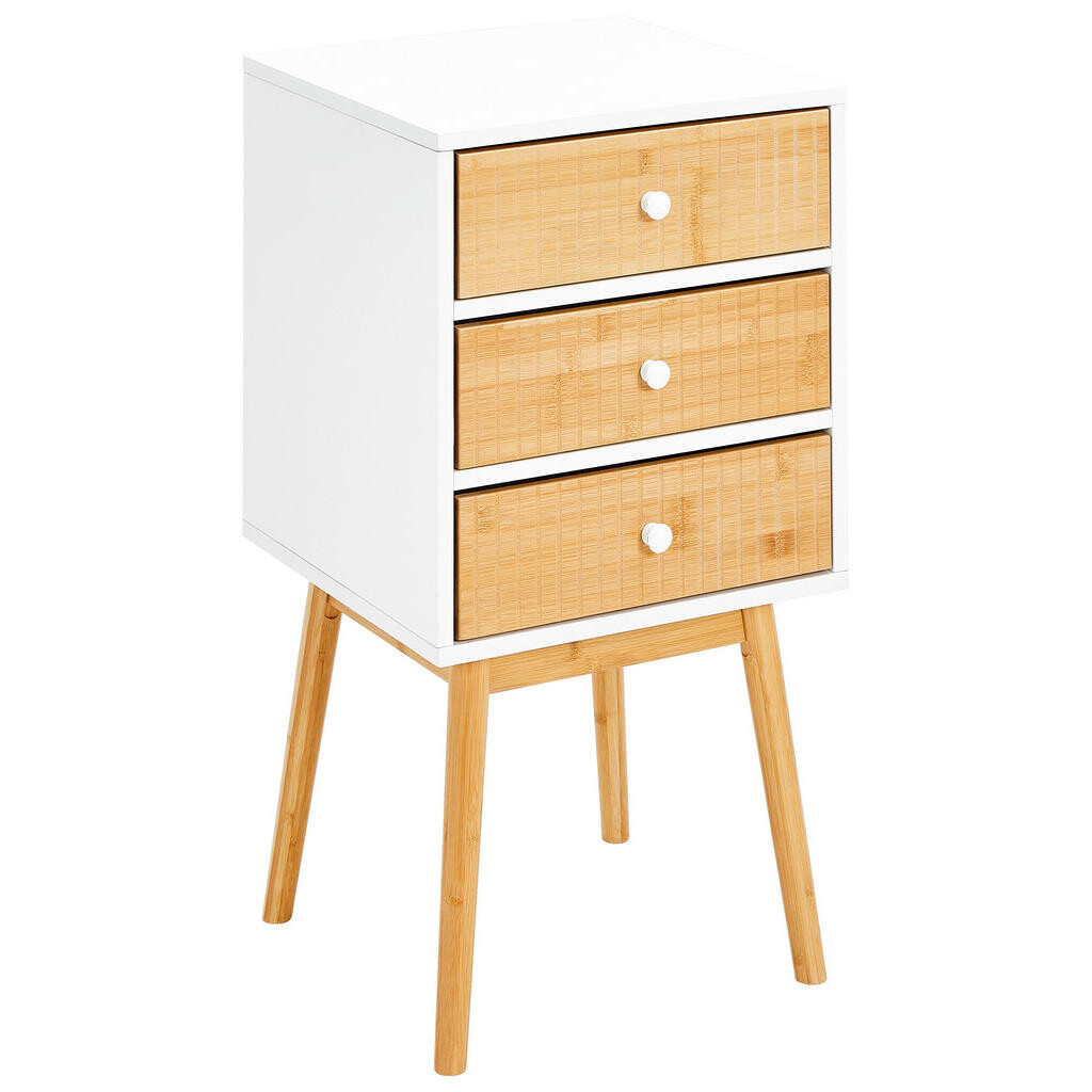 Xora NOČNÍ STOLEK, borovice, přírodní barvy, bílá, 40/76/40 cm