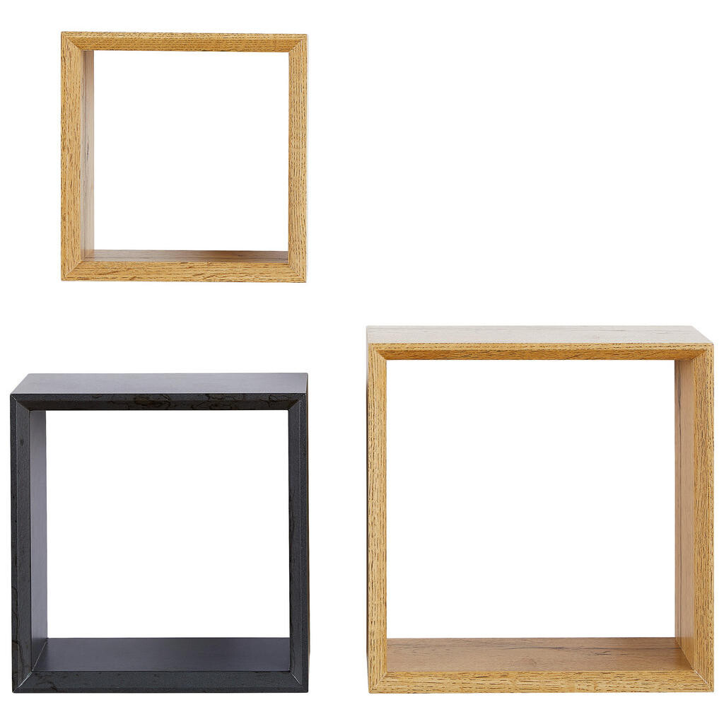 Carryhome SADA NÁSTĚNNÝCH REGÁLŮ, antracitová, dub wotan