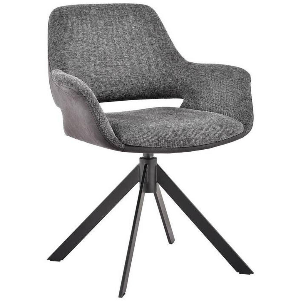 Novel ŽIDLE S PODRUČKAMI, železo, mikrovlákno, vzhled lnu, šedá, černá, tmavě šedá