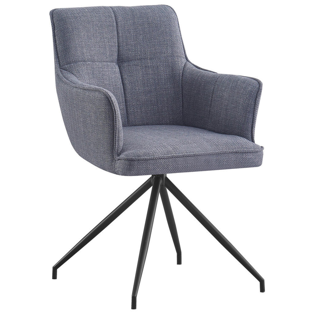 Novel ŽIDLE S PODRUČKAMI, železo, tkaná látka, šedá, černá