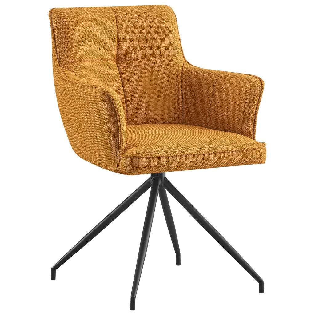 Novel ŽIDLE S PODRUČKAMI, železo, tkaná látka, černá, curry žlutá