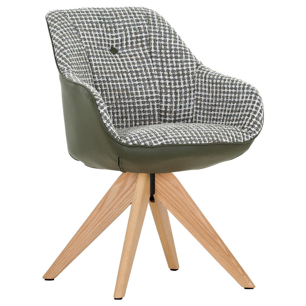 Novel ŽIDLE S PODRUČKAMI, žinylka, vzhled kůže, bílá, barvy dubu, olivově zelená