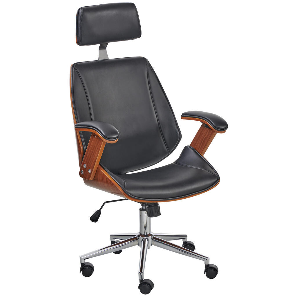 Livetastic KANCELÁŘSKÉ KŘESLO, vzhled kůže, černá, barvy chromu, barvy vlašských ořechů