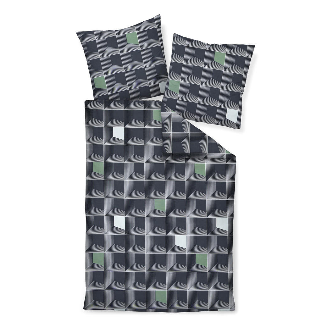 Janine POVLEČENÍ, makosatén, modrá, tmavě modrá, 155/220 cm