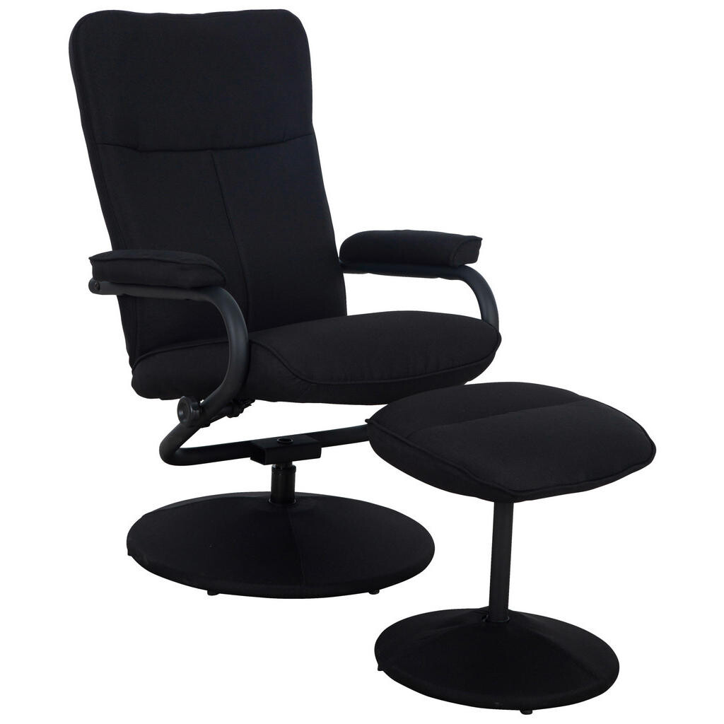 P & B RELAXAČNÍ KŘESLO S TABURETEM, textil, černá