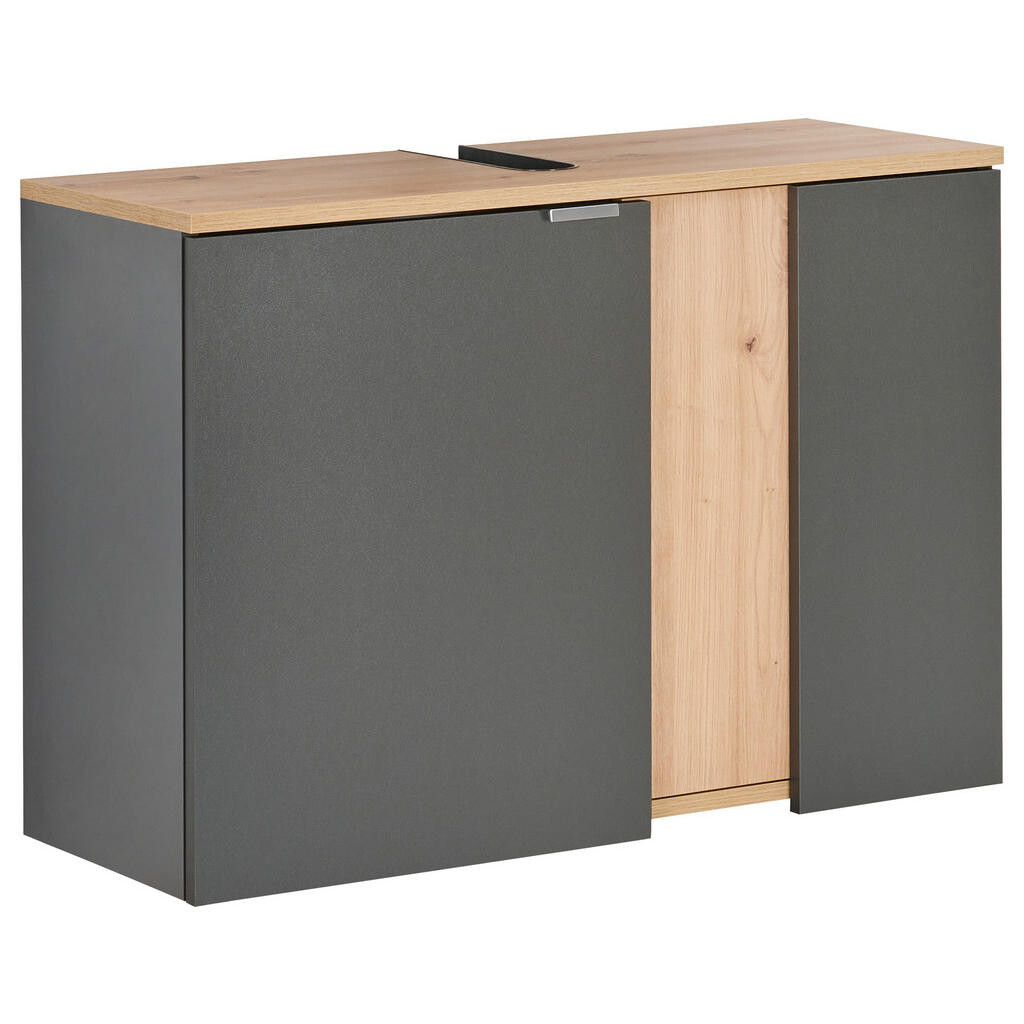 home24 SKŘÍŇKA POD UMYVADLO, antracitová, dub artisan, antracitová, dub artisan, 80/56/32 cm