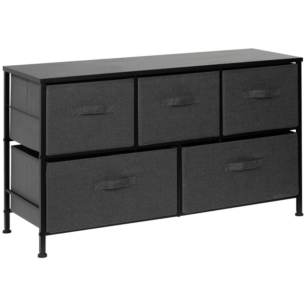 PBJ KOMODA, černá, tmavě šedá, 99/55/30 cm