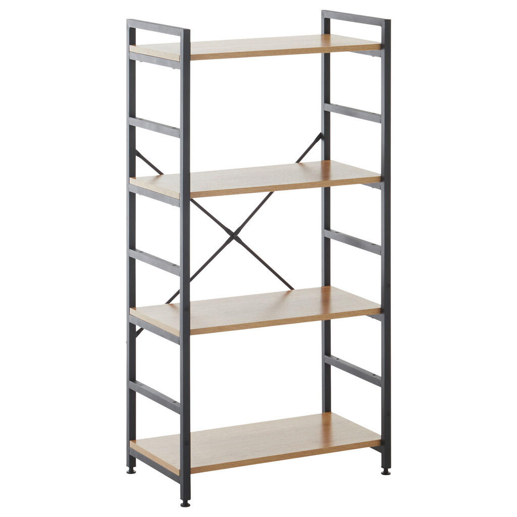 XXXL REGÁL, černá, barvy dubu, železo, 60/117/34 cm