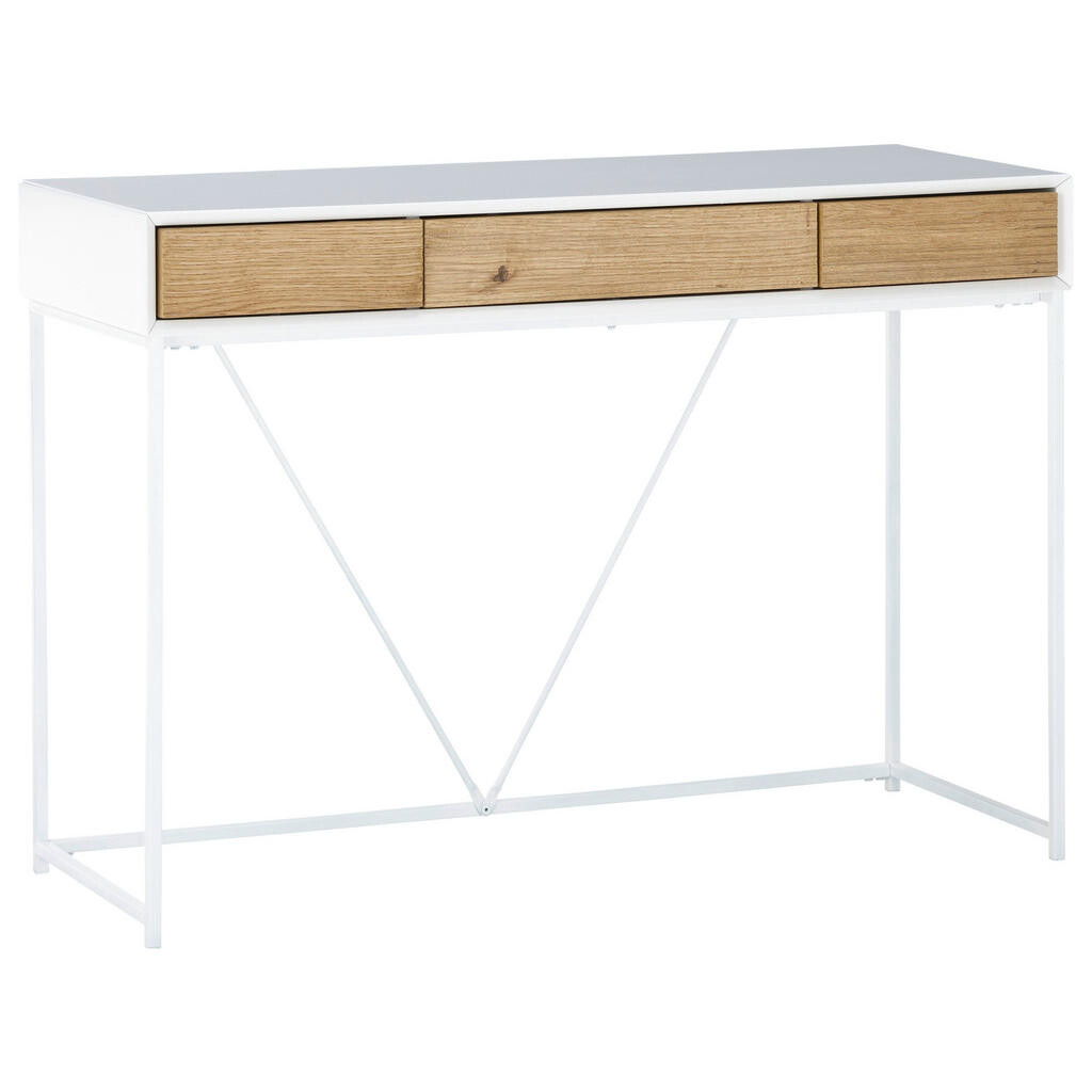 XXXL KONZOLOVÝ STOLEK, bílá, barvy dubu, dřevo, kov, kompozitní dřevo, 110/40/77 cm