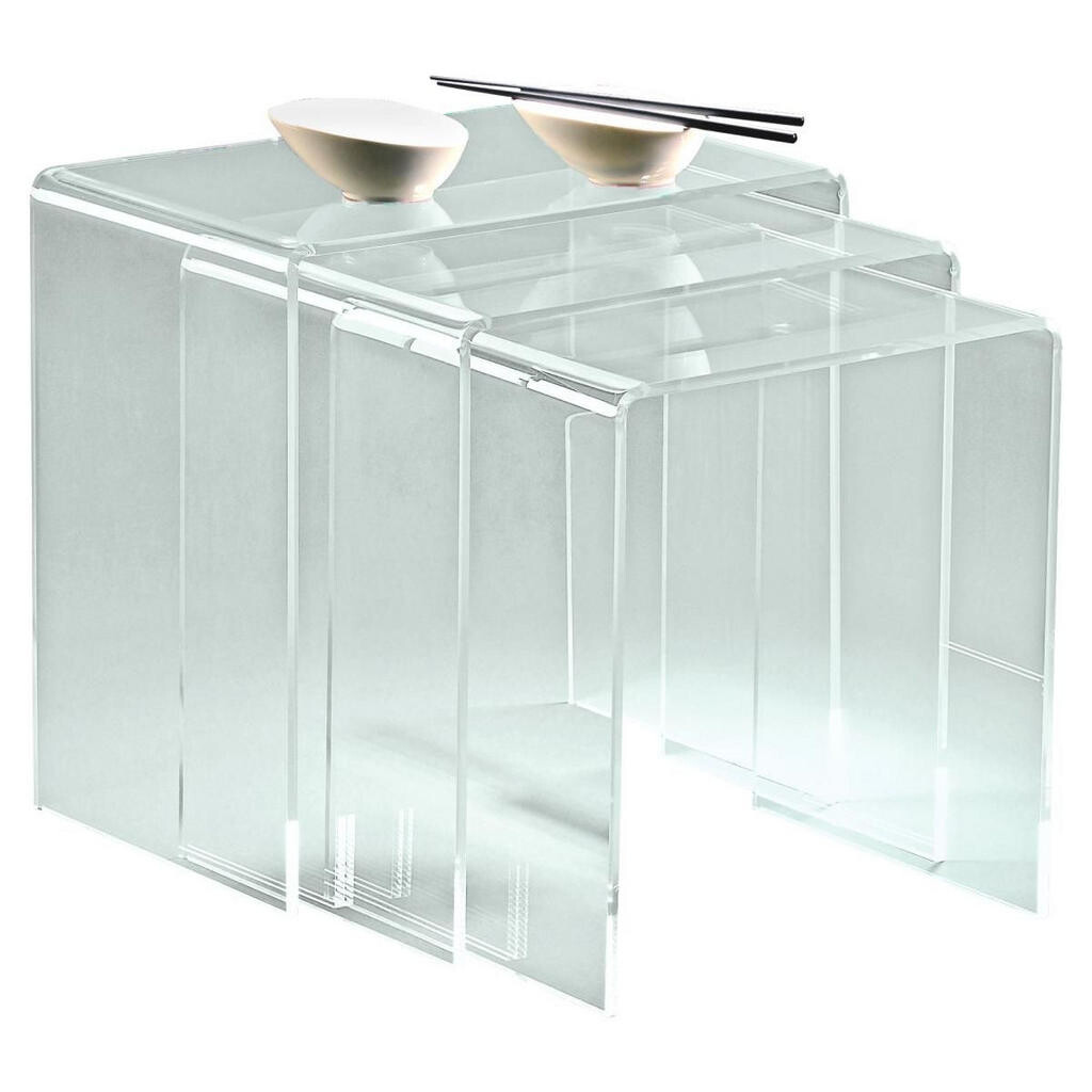 XXXL SADA ODKLÁDACÍCH STOLKŮ, čiré, plast, 34/39/44/38/40/42/29.5 cm