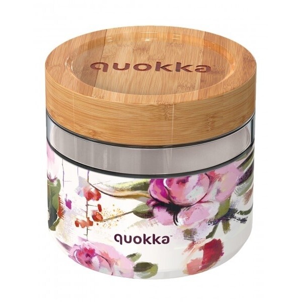Quokka Skleněná nádoba na jídlo Deli Dark Flowers 820 ml  - VÝPRODEJ DVOREČEK