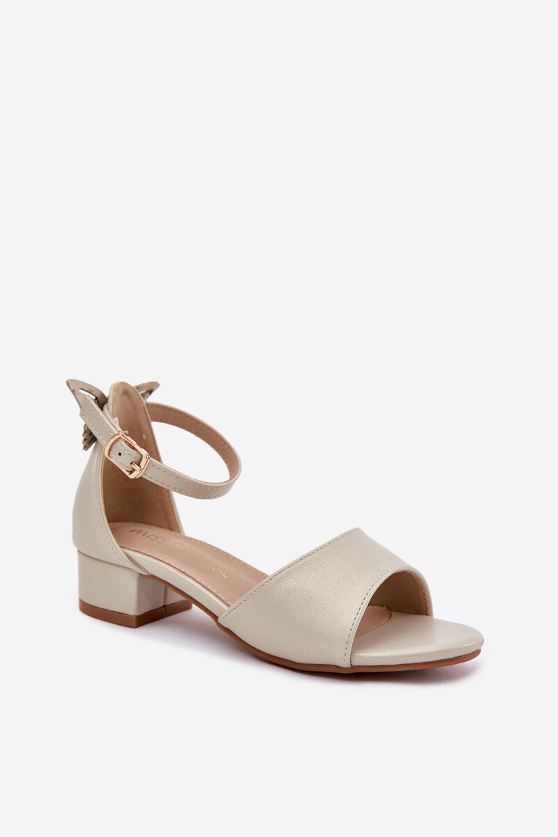EVENTO Lesklé dívčí sandály na nízkém podpatku zlaté Ainare
