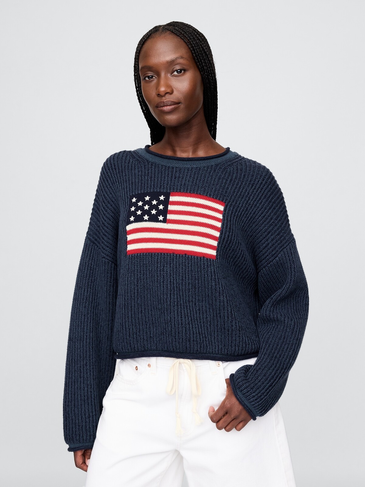 GAP Oversize crop svetr Americana - Dámské