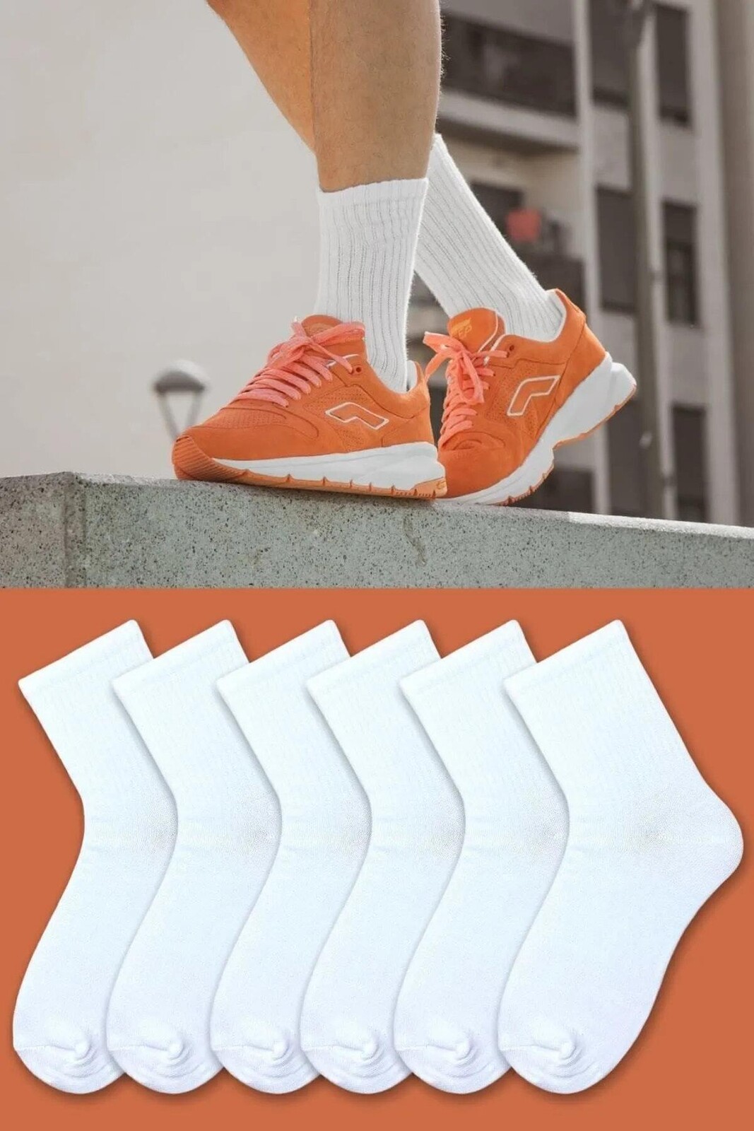 77603 Dewberry Set of 6 Pairs Tennis Length Plain Socks-WHITE