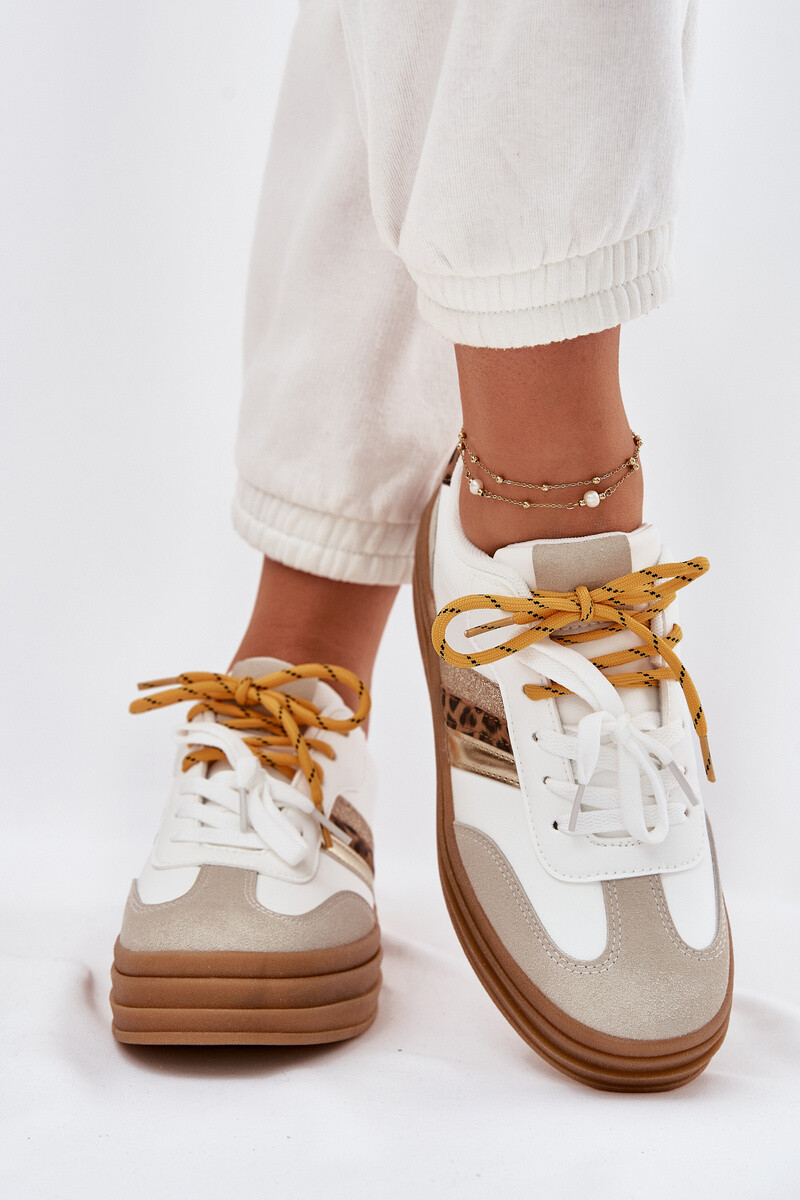 Boto Dámské Tenisky Na Platformě S Dvojitým Šněrováním Leopardí Bílé Niteria