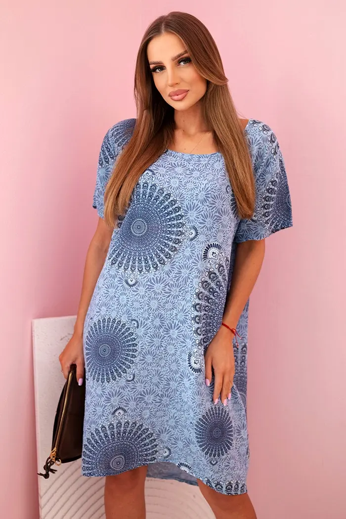 Kesi Włoski Dámské bavlněné šaty s orientálním vzorem džínovina