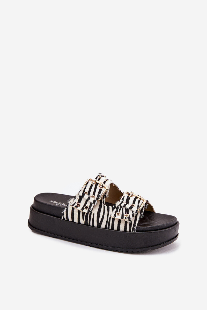 Boto Dámské Sandály Se Zlatými Přezkami Na Platformě Zebra Virvania