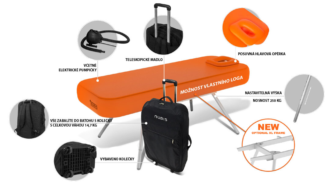 Nubis Nafukovací masážní lehátko NubisPro 2.0 Barva: oranžová