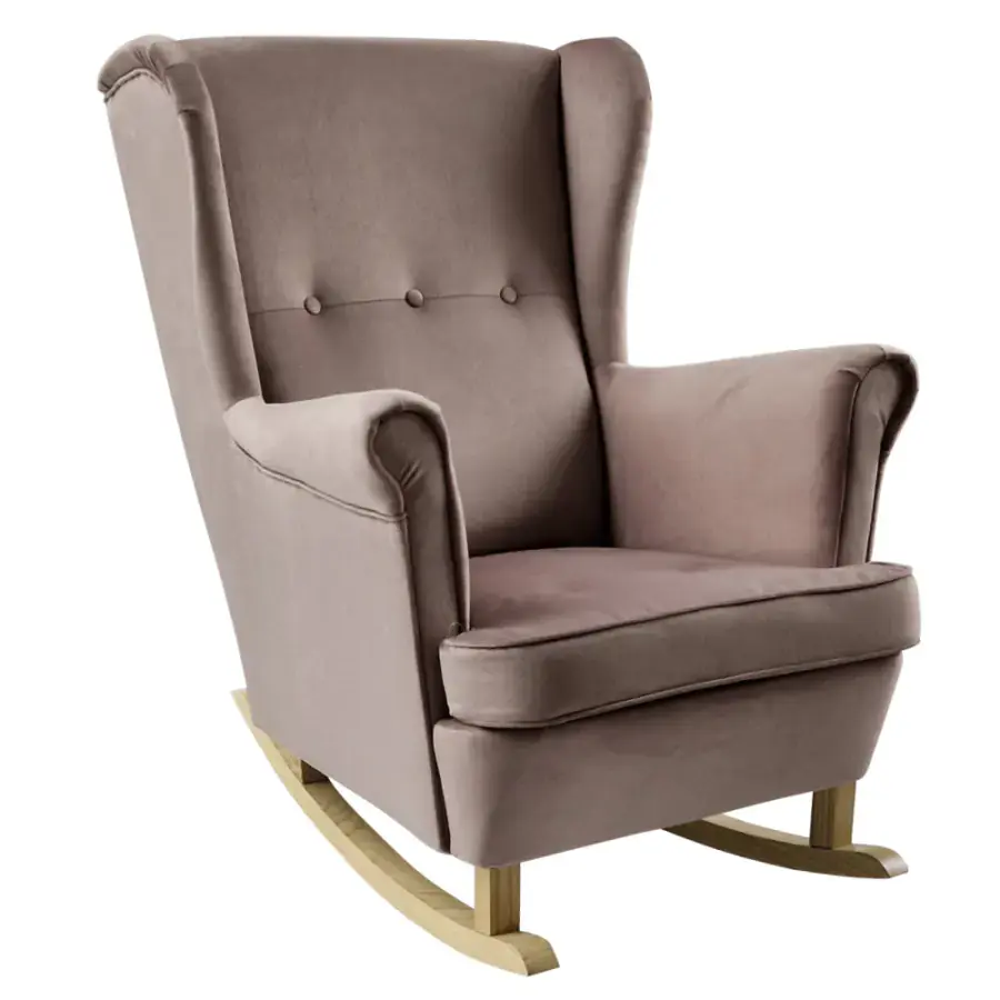 Tempo Kondela Houpací křeslo ušák TEJA, růžová/buk