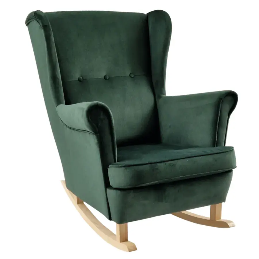 Tempo Kondela Houpací křeslo ušák TEJA, zelená/buk