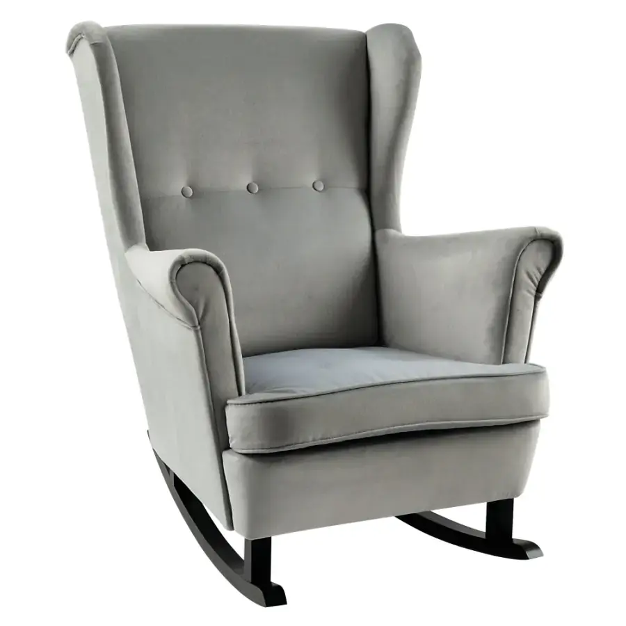 Tempo Kondela Houpací křeslo ušák TEJA, světle šedá/černá