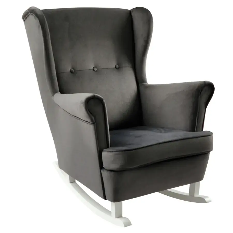 Tempo Kondela Houpací křeslo ušák TEJA, tmavě šedá/bílá