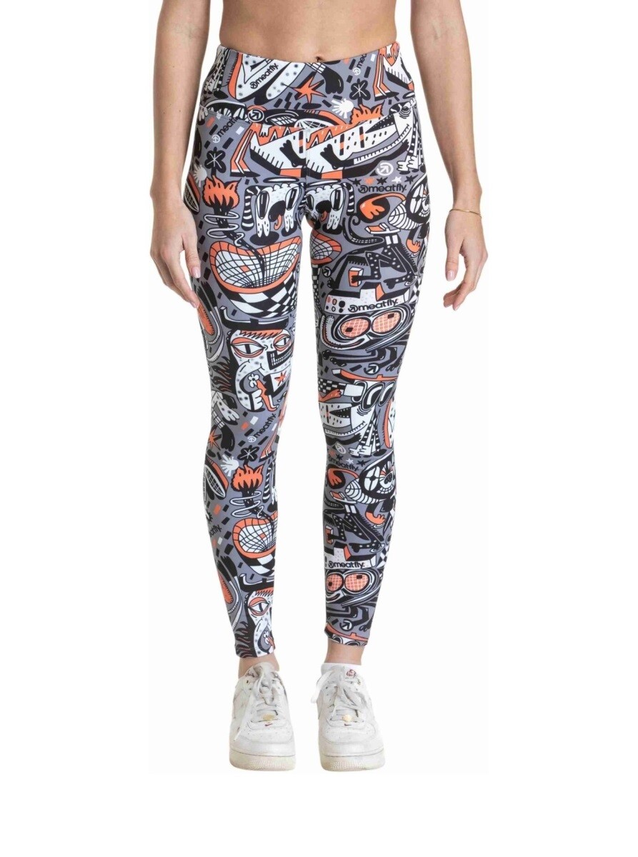 Dámské legíny meatfly arabe černá/bílá/oranžová xs