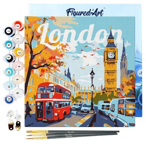 Mini malování podle čísel - TRAVEL POSTER LONDON 20 x 20 cm na rámu