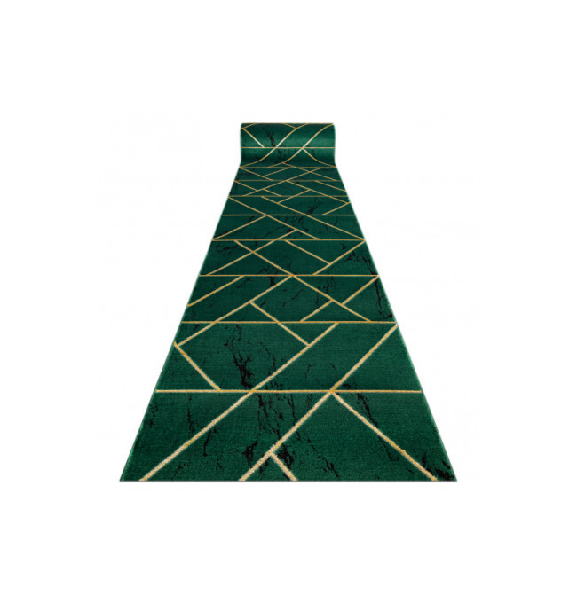 Běhoun EMERALD exkluzivní 1012 glamour, marmur, geometrický zelený/ zlatý - Výprodej