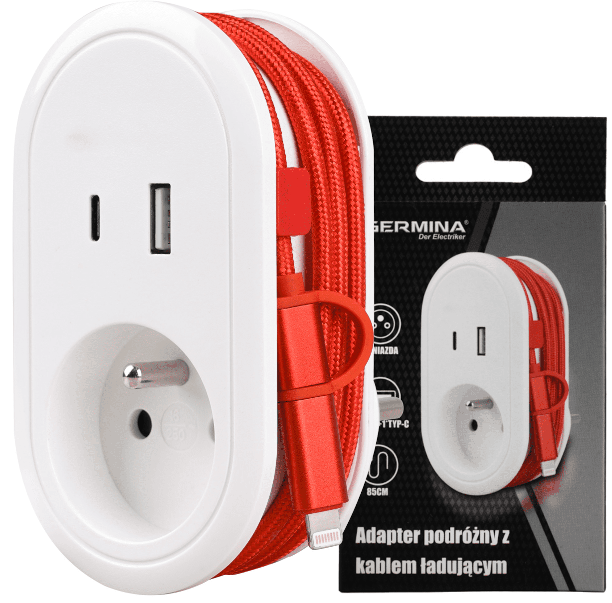 Berge Nástěnná nabíječka pro telefon s nabíjecím kabelem