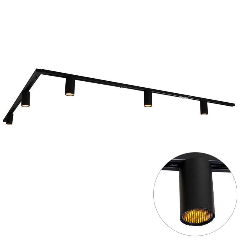 Moderní kolejnicový systém s 5 černými bodovými světly jednofázový GU10 50mm - Iconic Ruby